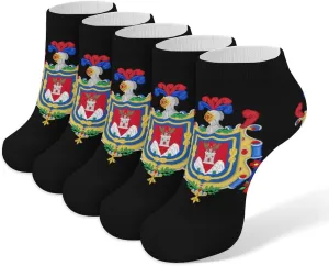 Quito Coat of Arms 5 Pairs Low Cut Ankle Socks for Men Women Athletic Running Socks No Show Breathable