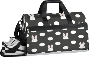 Rabbit Design Sports Gym Bag with Wet Pocket & Shoes Compartment Waterproof Workout Duffel Bag for Women and Men Weekender Overnight Duffle Bag Travel Carry-on Tote