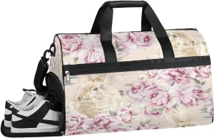 Rabbit Sports Gym Bag with Wet Pocket & Shoes Compartment Waterproof Workout Duffel Bag for Women and Men Weekender Overnight Duffle Bag Travel Carry-on Tote