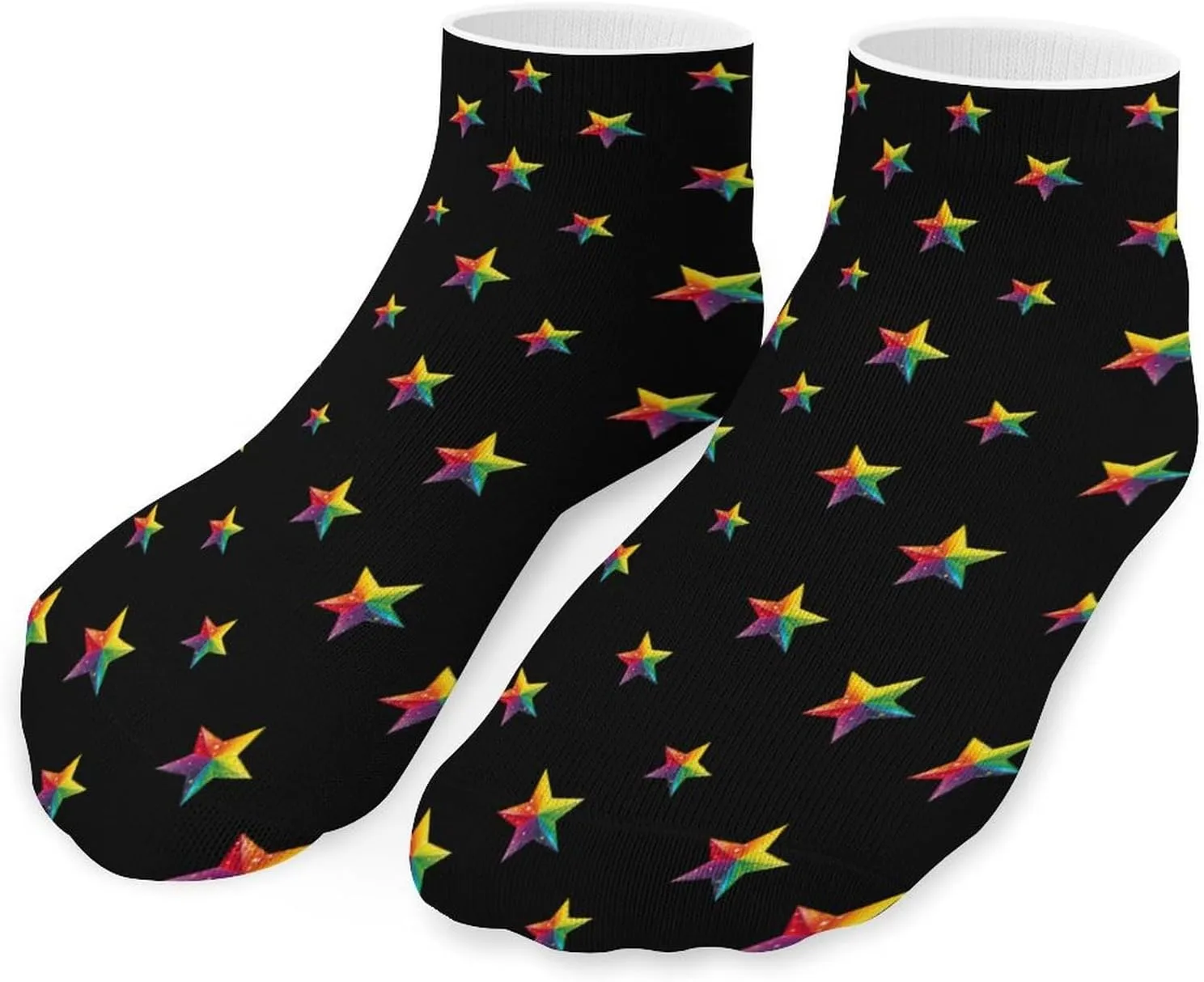 Rainbow Star Cute Ankle Socks 1 Pairs Low Cut No Show Sock Breathable Stocking for Men Women