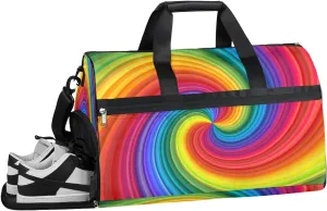 Rainbow Tie Dye Sports Gym Bag with Wet Pocket & Shoes Compartment Waterproof Workout Duffel Bag for Women and Men Weekender Overnight Duffle Bag Travel Carry-on Tote