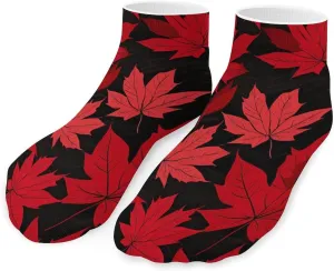 Red Maple Leaves Cute Ankle Socks 1 Pairs Low Cut No Show Sock Breathable Stocking for Men Women