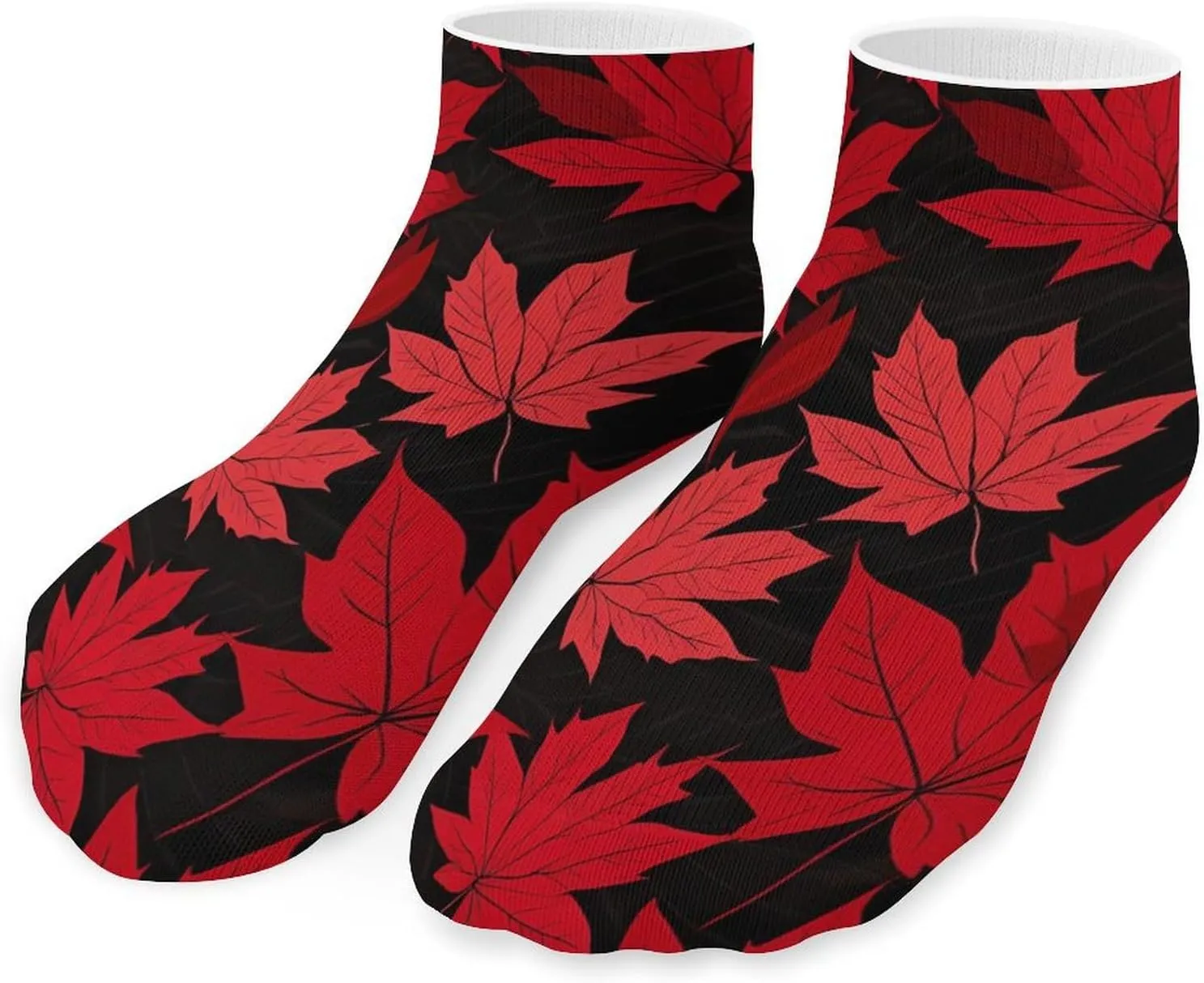 Red Maple Leaves Cute Ankle Socks 1 Pairs Low Cut No Show Sock Breathable Stocking for Men Women