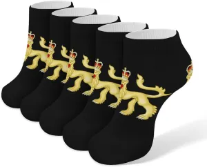 Royal Coat of Arms of The United Kingdom 5 Pairs Low Cut Ankle Socks for Men Women Athletic Running Socks No Show Breathable