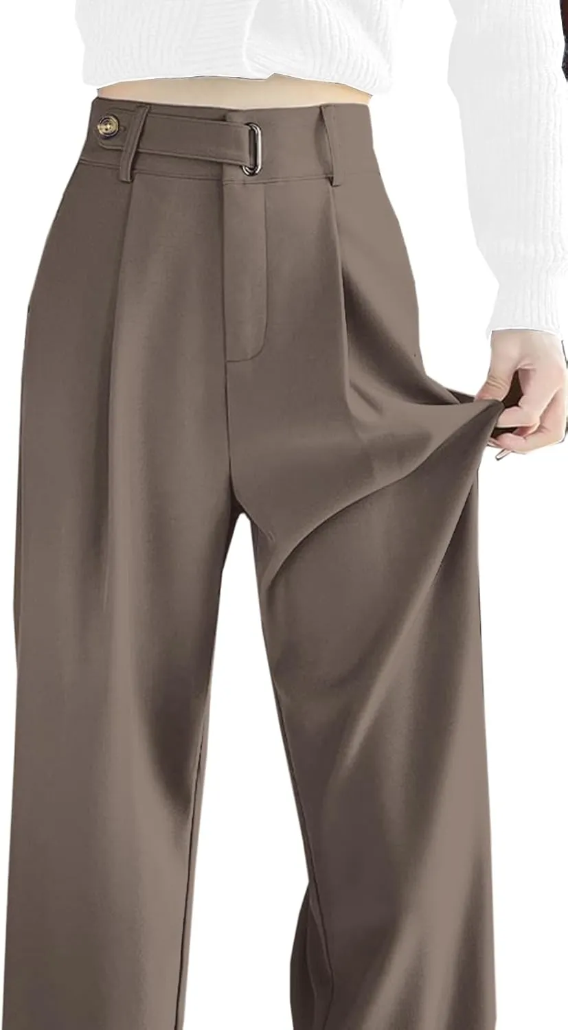SANGTREE Womens Wide Leg Dress Pants High Waisted Long Casual Straight Trousers for Office,X-Small - XX-Large