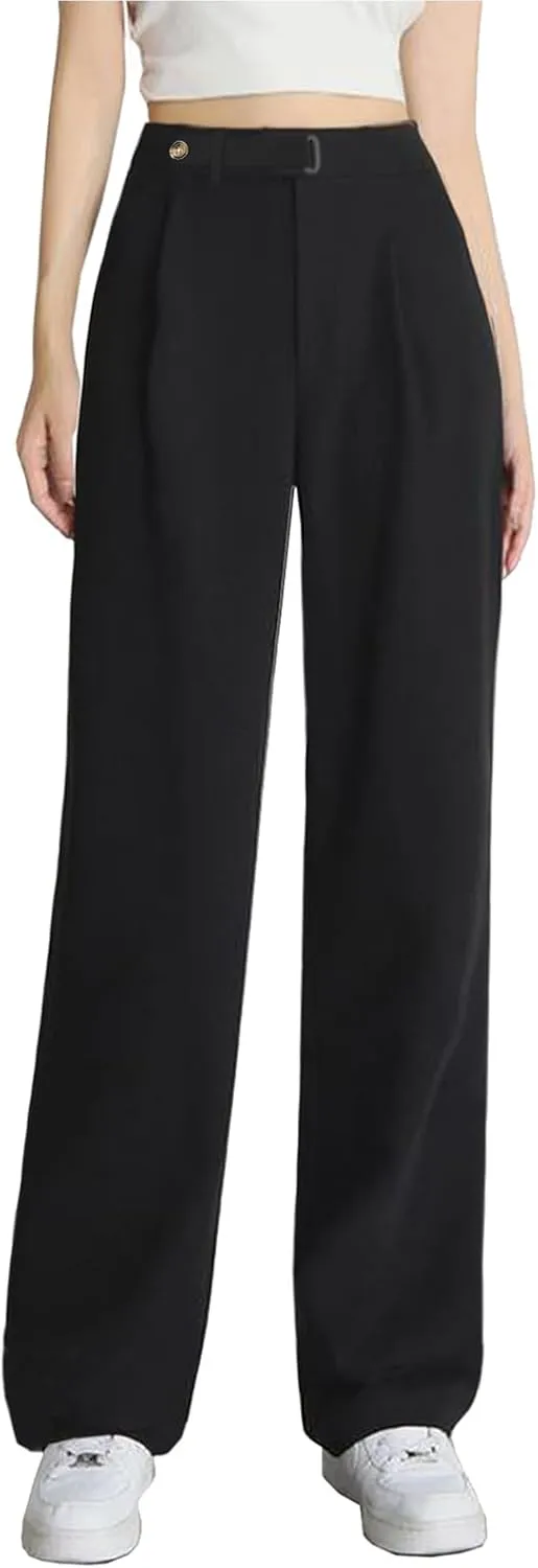 SANGTREE Womens Wide Leg Dress Pants High Waisted Long Casual Straight Trousers for Office,X-Small - XX-Large