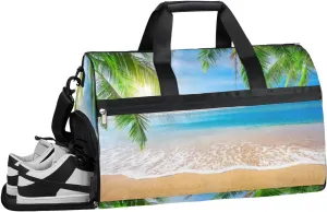 Sea Beach Sports Gym Bag with Wet Pocket & Shoes Compartment Waterproof Workout Duffel Bag for Women and Men Weekender Overnight Duffle Bag Travel Carry-on Tote