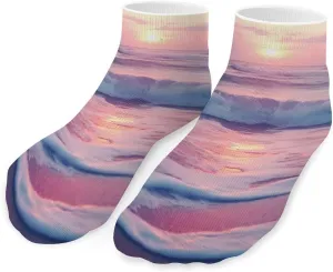 Sea Beach Wave Sun Cloud Landscape Cute Ankle Socks 1 Pairs Low Cut No Show Sock Breathable Stocking for Men Women