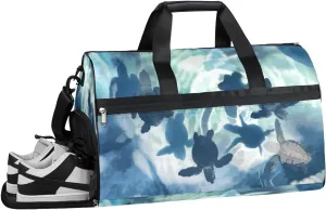 Sea Turtle Lover Sports Gym Bag with Wet Pocket & Shoes Compartment Waterproof Workout Duffel Bag for Women and Men Weekender Overnight Duffle Bag Travel Carry-on Tote
