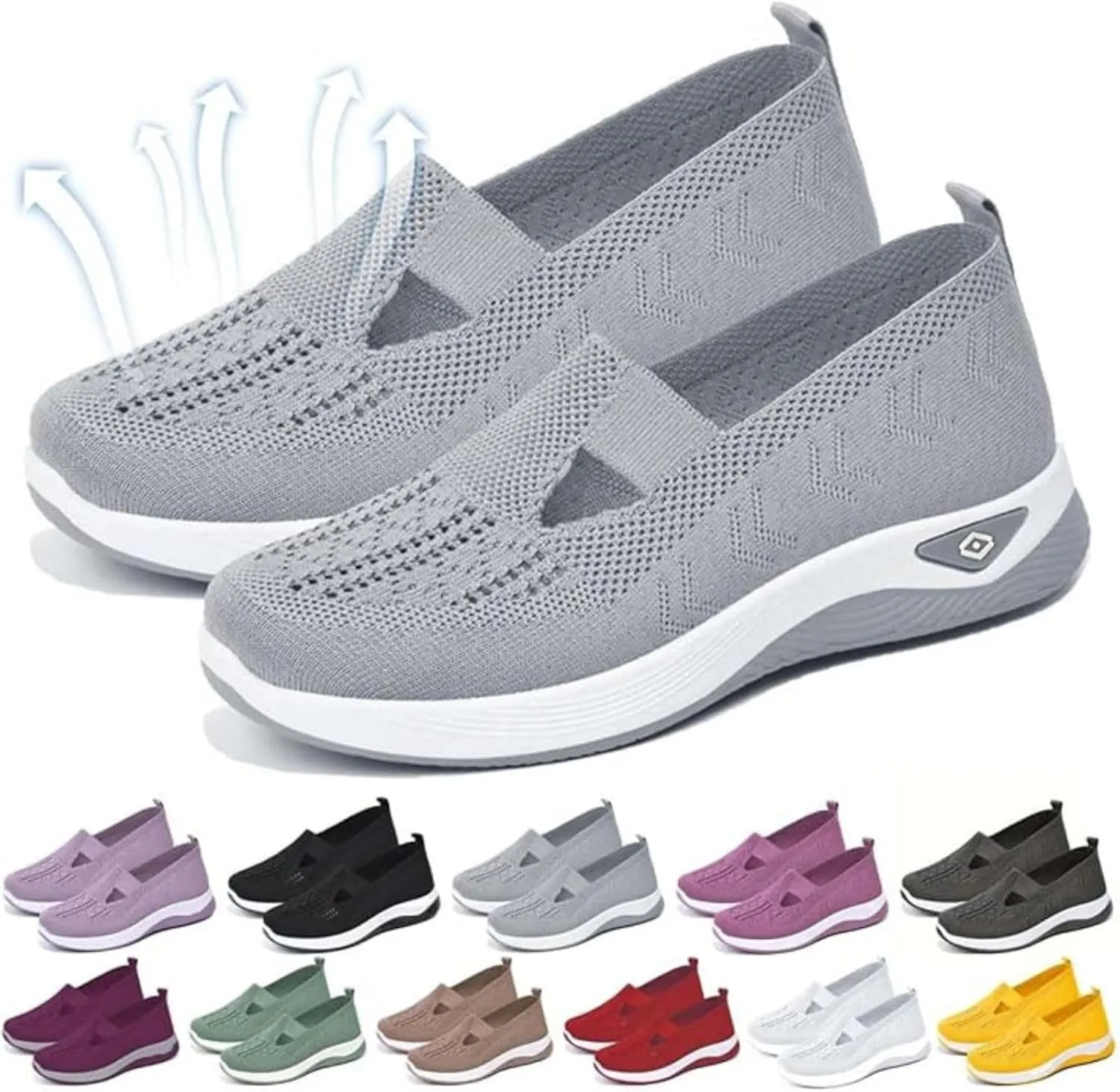 SHAOBGE Orthopedic Shoes for Women, Women Wide Width Breathable Walking Comfortable Slip on Sneakers, Non Slip Food Service Lightweight Sneaker, Nurse Shoes Arch Support Sneakers