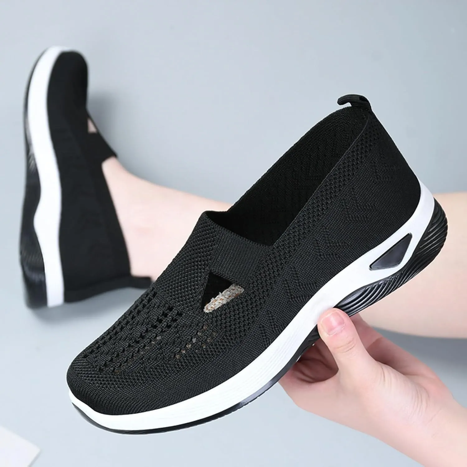 SHAOBGE Orthopedic Shoes for Women, Women Wide Width Breathable Walking Comfortable Slip on Sneakers, Non Slip Food Service Lightweight Sneaker, Nurse Shoes Arch Support Sneakers