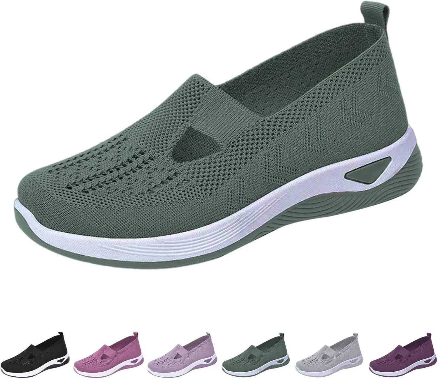 SHAOBGE Orthopedic Shoes for Women, Women Wide Width Breathable Walking Comfortable Slip on Sneakers, Non Slip Food Service Lightweight Sneaker, Nurse Shoes Arch Support Sneakers