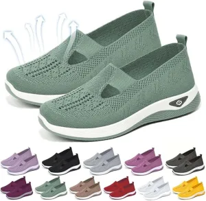 SHAOBGE Orthopedic Shoes for Women, Women Wide Width Breathable Walking Comfortable Slip on Sneakers, Non Slip Food Service Lightweight Sneaker, Nurse Shoes Arch Support Sneakers