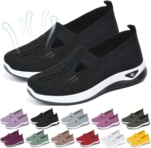 SHAOBGE Orthopedic Shoes for Women, Women Wide Width Breathable Walking Comfortable Slip on Sneakers, Non Slip Food Service Lightweight Sneaker, Nurse Shoes Arch Support Sneakers