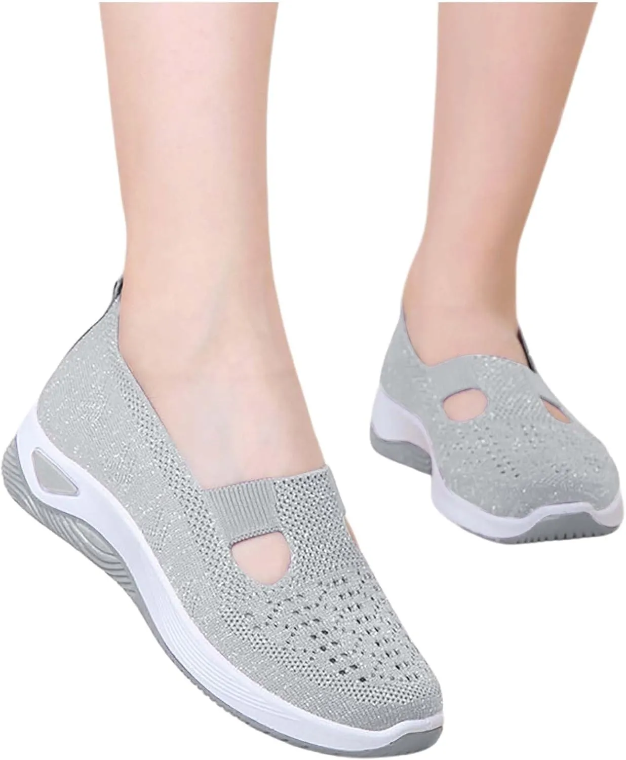 SHAOBGE Orthopedic Shoes for Women, Women Wide Width Breathable Walking Comfortable Slip on Sneakers, Non Slip Food Service Lightweight Sneaker, Nurse Shoes Arch Support Sneakers