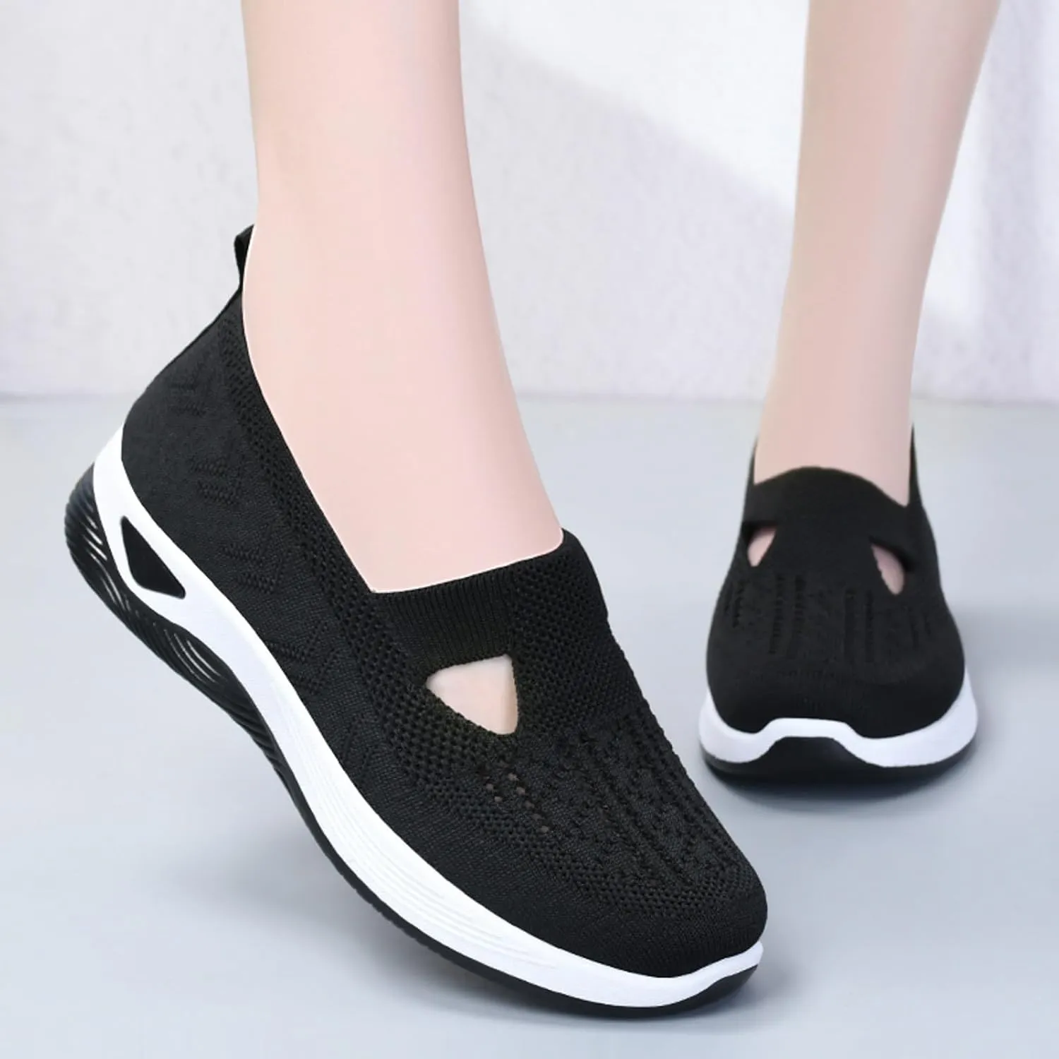 SHAOBGE Orthopedic Shoes for Women, Women Wide Width Breathable Walking Comfortable Slip on Sneakers, Non Slip Food Service Lightweight Sneaker, Nurse Shoes Arch Support Sneakers