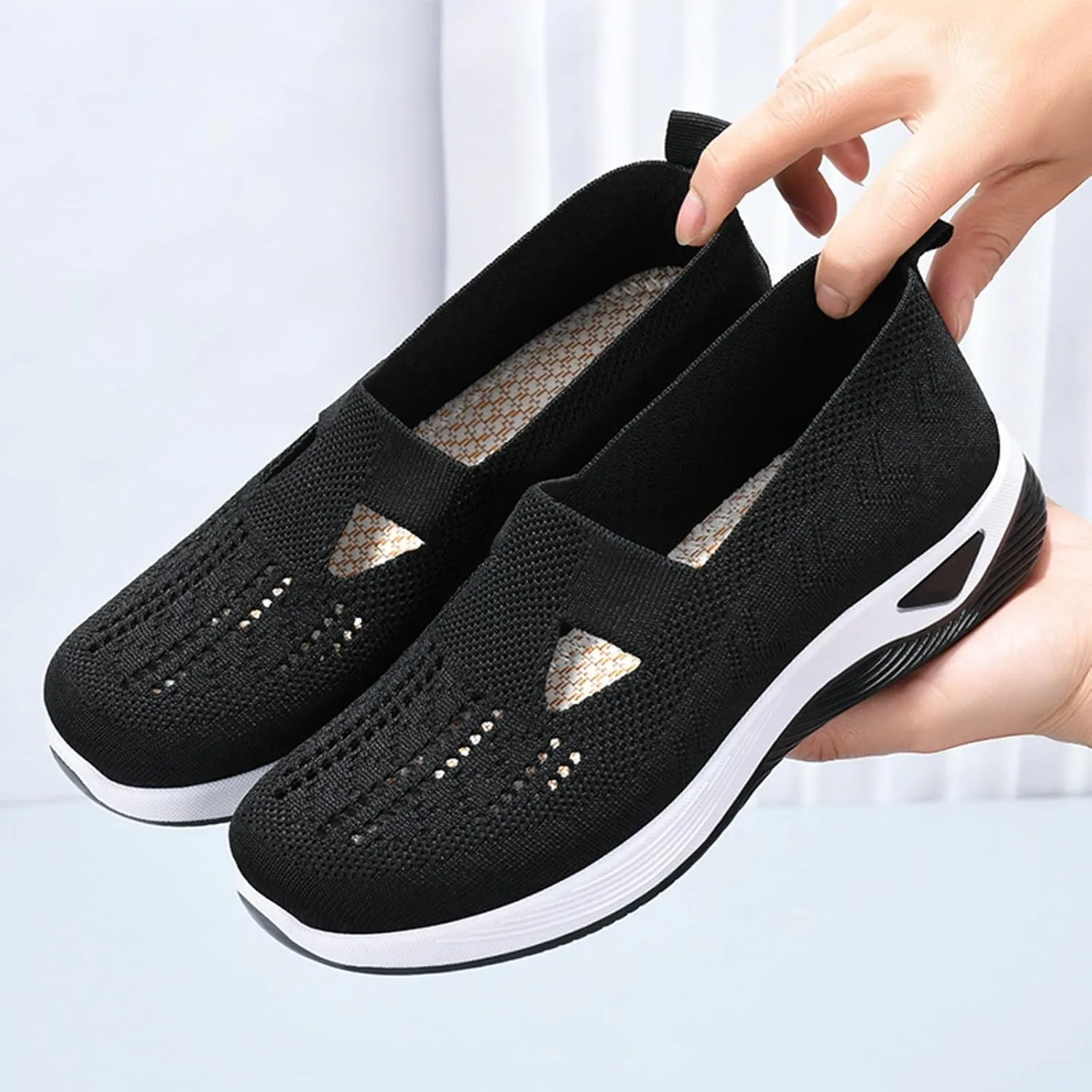 SHAOBGE Orthopedic Shoes for Women, Women Wide Width Breathable Walking Comfortable Slip on Sneakers, Non Slip Food Service Lightweight Sneaker, Nurse Shoes Arch Support Sneakers