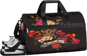 Skeleton Pattern Sports Gym Bag with Wet Pocket & Shoes Compartment Waterproof Workout Duffel Bag for Women and Men Weekender Overnight Duffle Bag Travel Carry-on Tote