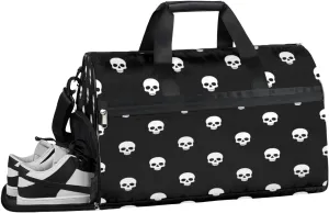 Skulls Sports Gym Bag with Wet Pocket & Shoes Compartment Waterproof Workout Duffel Bag for Women and Men Weekender Overnight Duffle Bag Travel Carry-on Tote