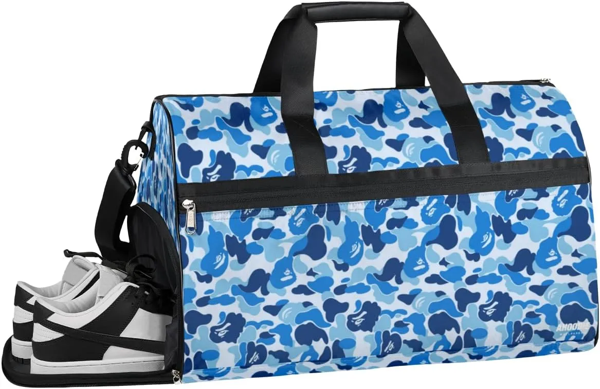 Sky Camouflage Sports Gym Bag with Wet Pocket & Shoes Compartment Waterproof Workout Duffel Bag for Women and Men Weekender Overnight Duffle Bag Travel Carry-on Tote