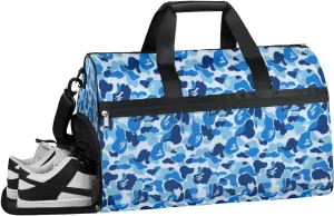 Sky Camouflage Sports Gym Bag with Wet Pocket & Shoes Compartment Waterproof Workout Duffel Bag for Women and Men Weekender Overnight Duffle Bag Travel Carry-on Tote