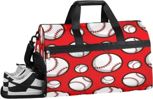 Sport Baseball Sports Gym Bag with Wet Pocket & Shoes Compartment Waterproof Workout Duffel Bag for Women and Men Weekender Overnight Duffle Bag Travel Carry-on Tote