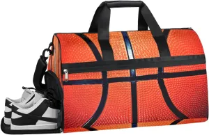 Sport Basketball Pattern Sports Gym Bag with Wet Pocket & Shoes Compartment Waterproof Workout Duffel Bag for Women and Men Weekender Overnight Duffle Bag Travel Carry-on Tote
