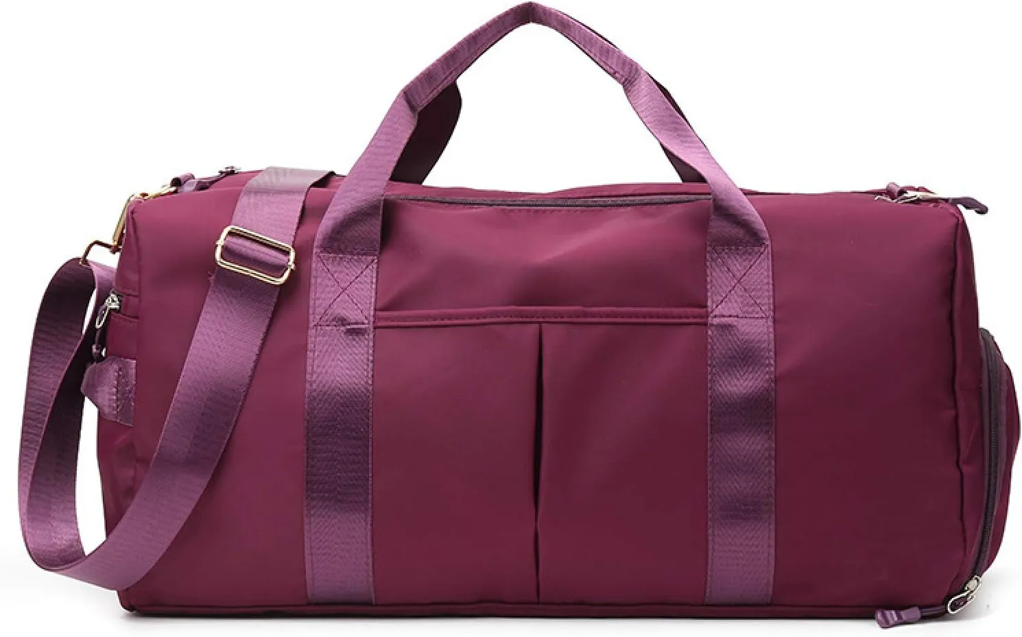 Sport Gym Travel Duffel Bag Dry Wet Separated Training Handbag Men Women Yoga Bag Overnight Holdall Bag Carry on Bag with Shoes Compartment (dark purple)