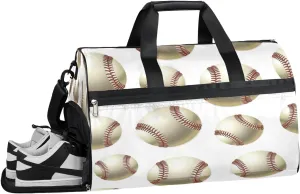 Sports Baseball Patterns Sports Gym Bag with Wet Pocket & Shoes Compartment Waterproof Workout Duffel Bag for Women and Men Weekender Overnight Duffle Bag Travel Carry-on Tote