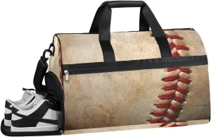 Sports Baseball Style Sports Gym Bag with Wet Pocket & Shoes Compartment Waterproof Workout Duffel Bag for Women and Men Weekender Overnight Duffle Bag Travel Carry-on Tote
