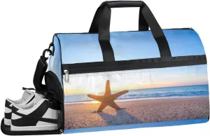 Starfish Beach Sports Gym Bag with Wet Pocket & Shoes Compartment Waterproof Workout Duffel Bag for Women and Men Weekender Overnight Duffle Bag Travel Carry-on Tote