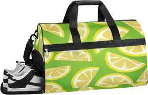 Summer Lemon Fruit Sports Gym Bag with Wet Pocket & Shoes Compartment Waterproof Workout Duffel Bag for Women and Men Weekender Overnight Duffle Bag Travel Carry-on Tote
