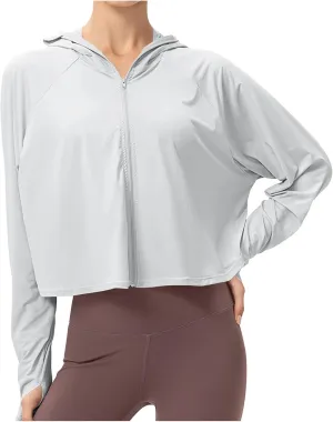 Sun Protection Clothing for Women - Long Sleeve Zip Up Hoodie for Running, Athletic Hiking Jacket Sun Shirt