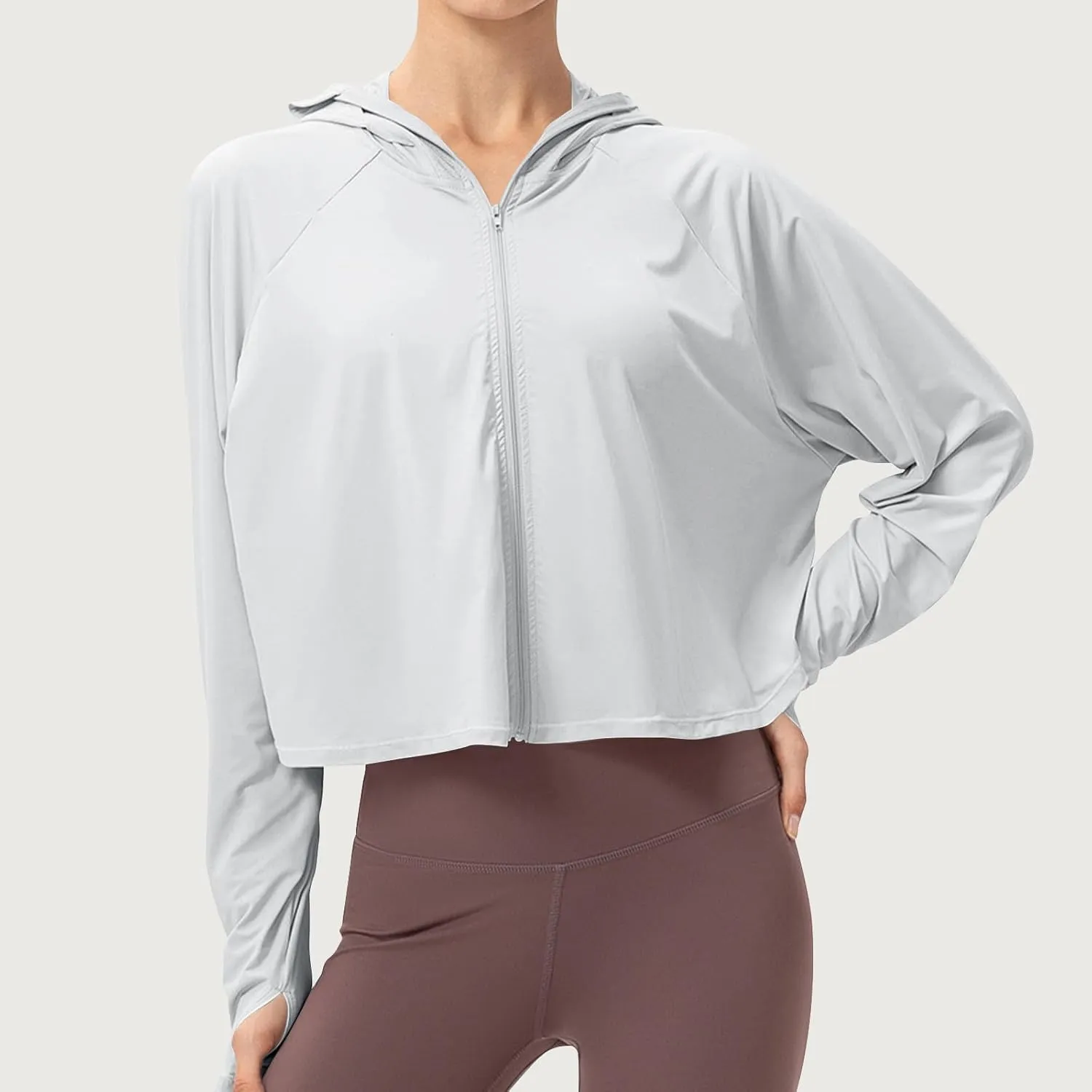 Sun Protection Clothing for Women - Long Sleeve Zip Up Hoodie for Running, Athletic Hiking Jacket Sun Shirt