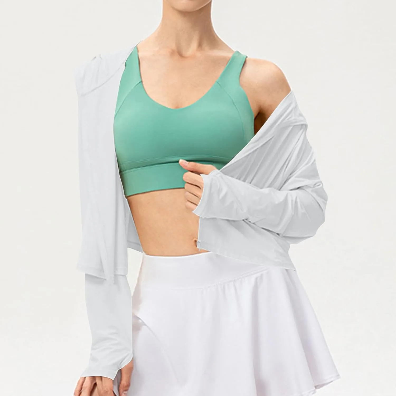 Sun Protection Clothing for Women - Long Sleeve Zip Up Hoodie for Running, Athletic Hiking Jacket Sun Shirt