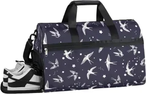 Swallow Bird Sports Gym Bag with Wet Pocket & Shoes Compartment Waterproof Workout Duffel Bag for Women and Men Weekender Overnight Duffle Bag Travel Carry-on Tote