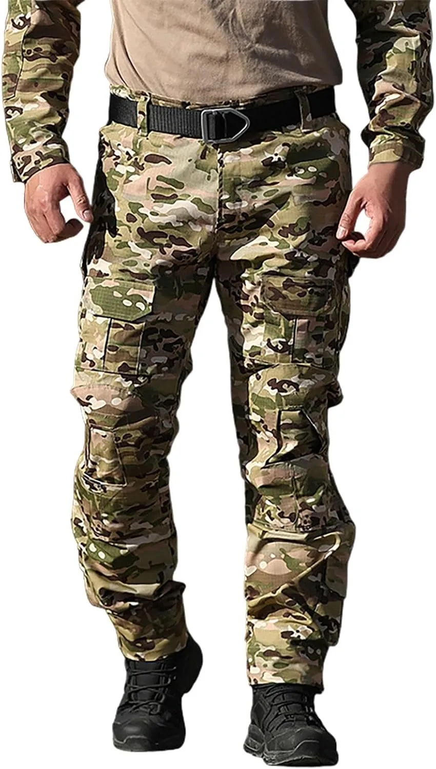 Tactical Cargo Pants for Men Lightweight Athletic Pants with Multi-Pocket Wide Baggy Trousers