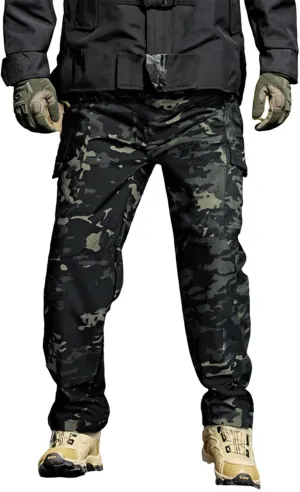 Tactical Cargo Pants for Men Lightweight Exercise Pants with Multi-Pocket Casual Slim Trousers