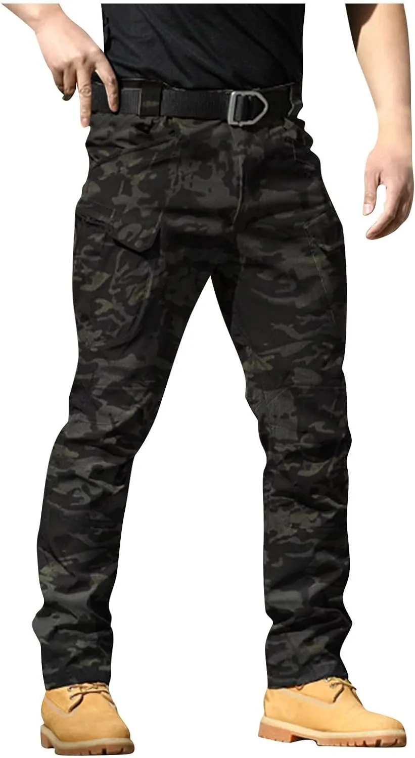 Tactical Cargo Pants for Men Lightweight Running Pants with Multi-Pocket Big and Tall Fit Trousers