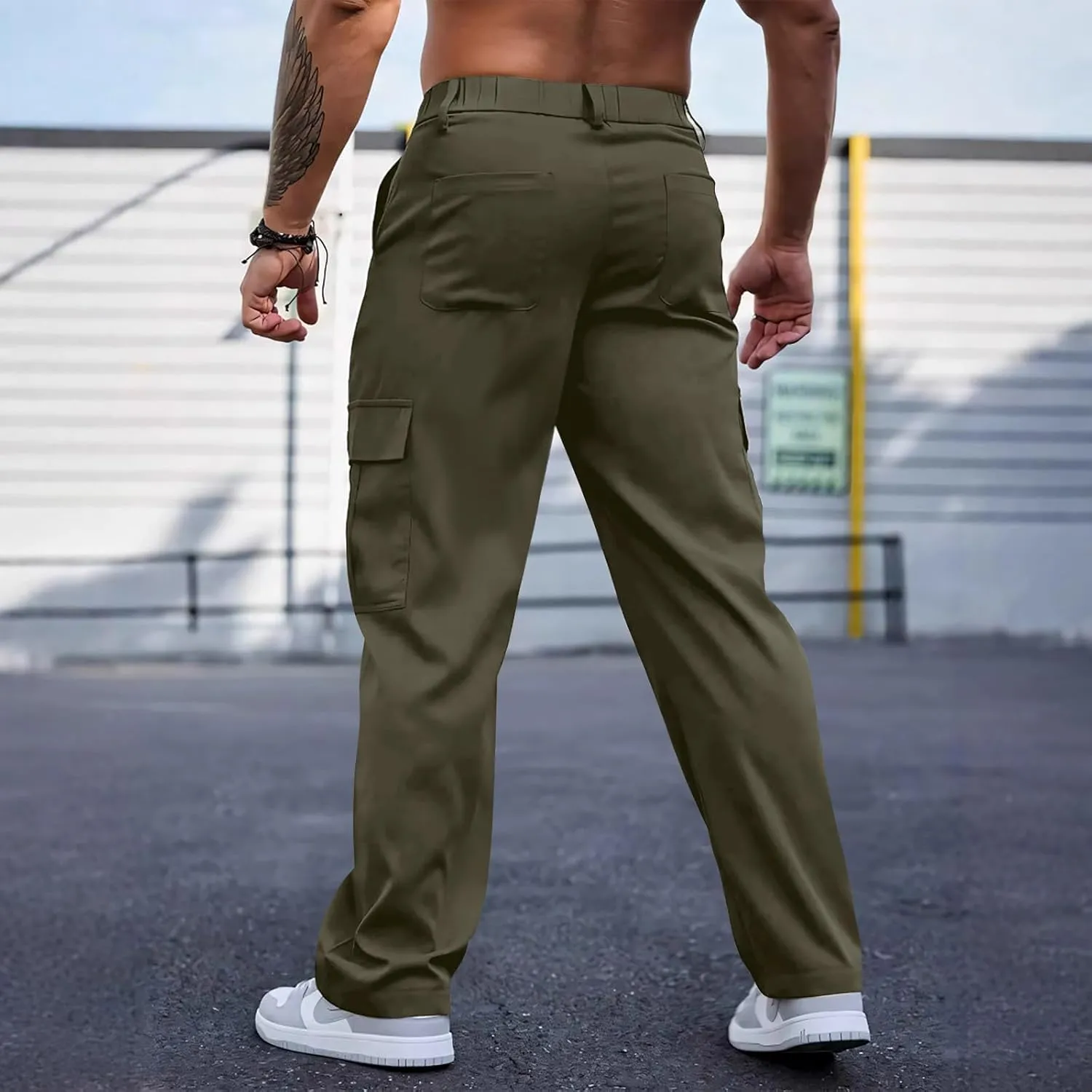 Tactical Cargo Pants for Men Lightweight Workout Pants with Multi-Pocket Active Baggy Trousers