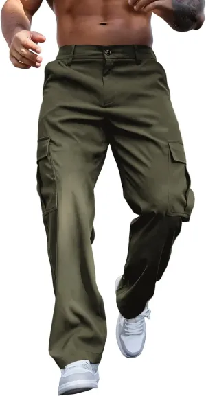 Tactical Cargo Pants for Men Lightweight Workout Pants with Multi-Pocket Active Baggy Trousers
