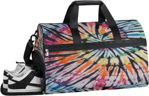 Tie Dye Swir Sports Gym Bag with Wet Pocket & Shoes Compartment Waterproof Workout Duffel Bag for Women and Men Weekender Overnight Duffle Bag Travel Carry-on Tote