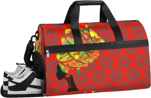 Tradition Tribal African Woman Resistant Sports Gym Bag for Women Men Travel Duffel bag with Wet Pocket & Shoes Compartment Waterproof Weekender Bag 19.7"x9.9"x13"