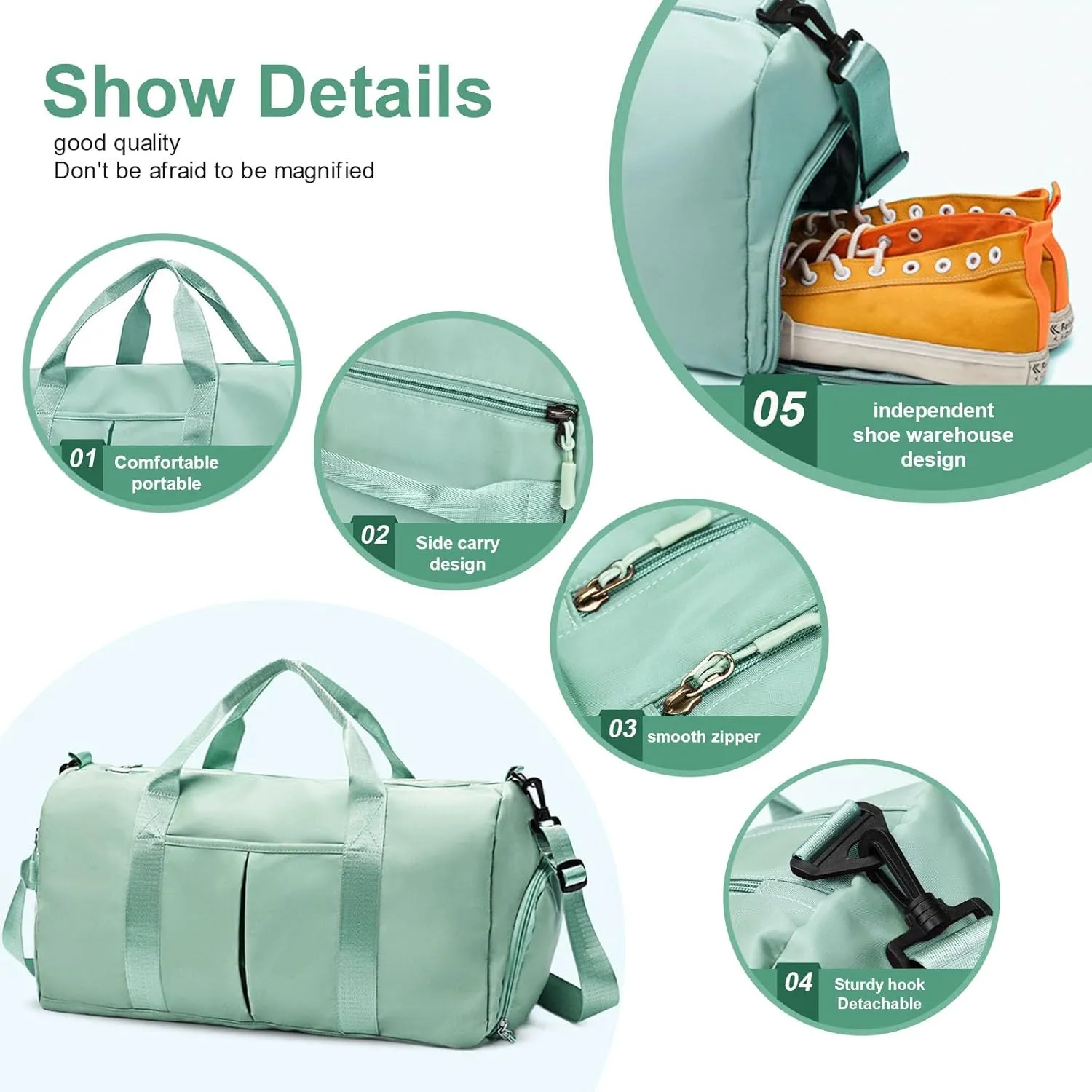 Travel Duffed Tote Bag, Waterproof Fold-able and Expandable Weekender Bag for Swim Sports Gym Bag