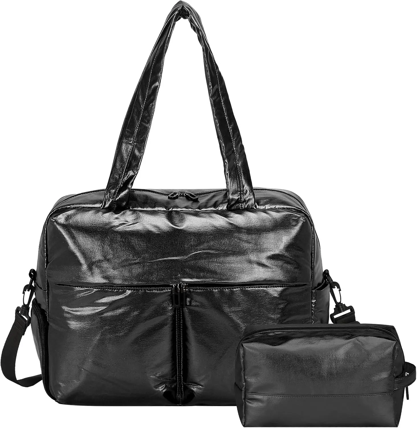 Travel Duffel Bag, 20L Weekend Bag for Women, Gym Bag with Shoes Compartment, Luggage Overnight Carry on Bag with Wet Pocket for Travel Camping, Black