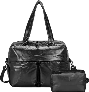 Travel Duffel Bag, 20L Weekend Bag for Women, Gym Bag with Shoes Compartment, Luggage Overnight Carry on Bag with Wet Pocket for Travel Camping, Black