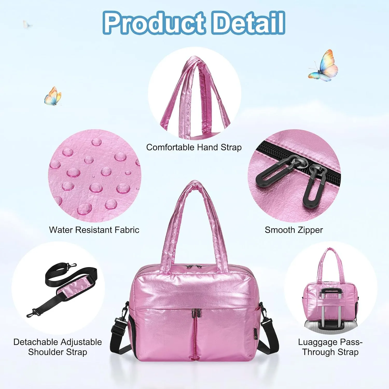 Travel Duffel Bag, 20L Weekend Bag for Women, Gym Bag with Shoes Compartment, Luggage Overnight Carry on Bag with Wet Pocket for Travel Camping, Pink