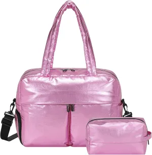 Travel Duffel Bag, 20L Weekend Bag for Women, Gym Bag with Shoes Compartment, Luggage Overnight Carry on Bag with Wet Pocket for Travel Camping, Pink