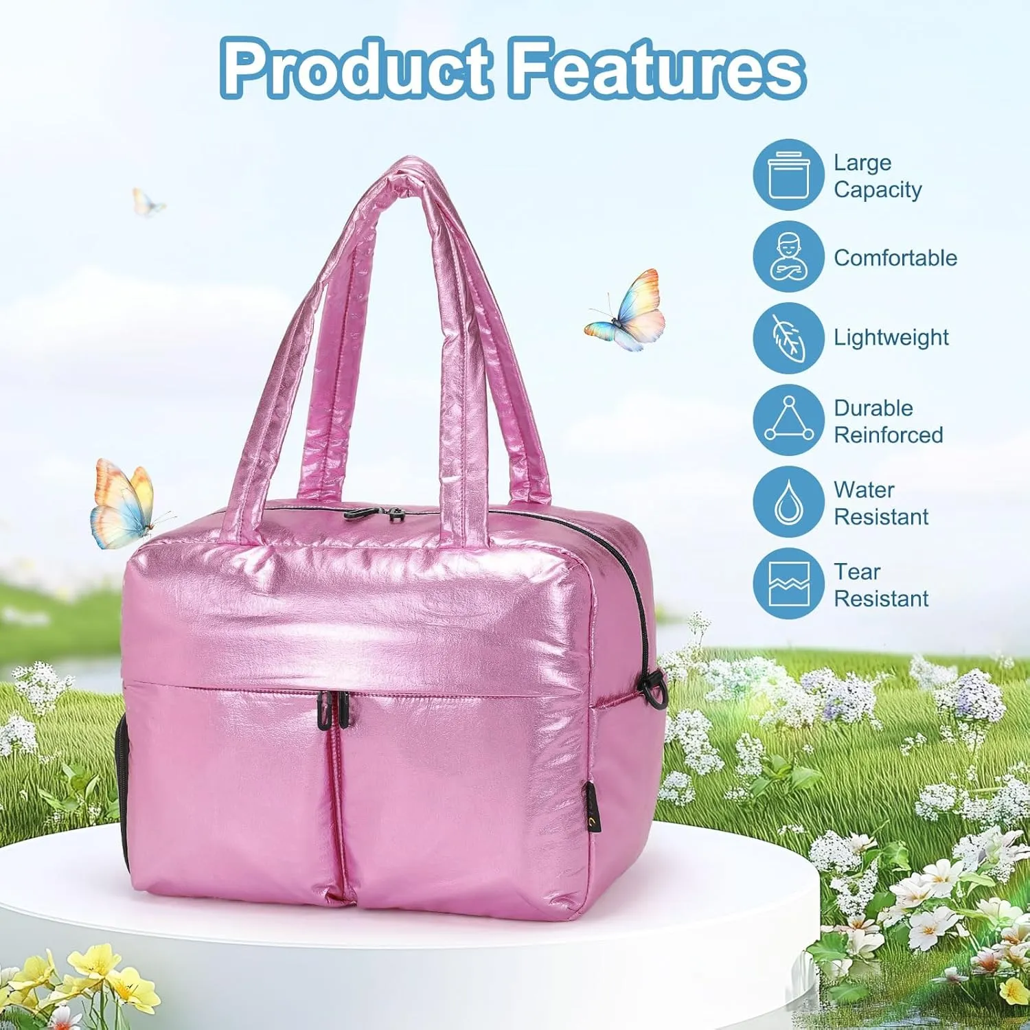 Travel Duffel Bag, 20L Weekend Bag for Women, Gym Bag with Shoes Compartment, Luggage Overnight Carry on Bag with Wet Pocket for Travel Camping, Pink