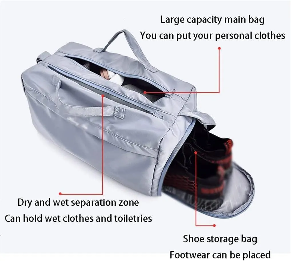 Travel Duffel Bags Waterproof Travel Duffel Bag with Wet Pocket and Shoes Compartment Shoulder Weekender Overnight Bag for Men and Women for Travel Sports Gym